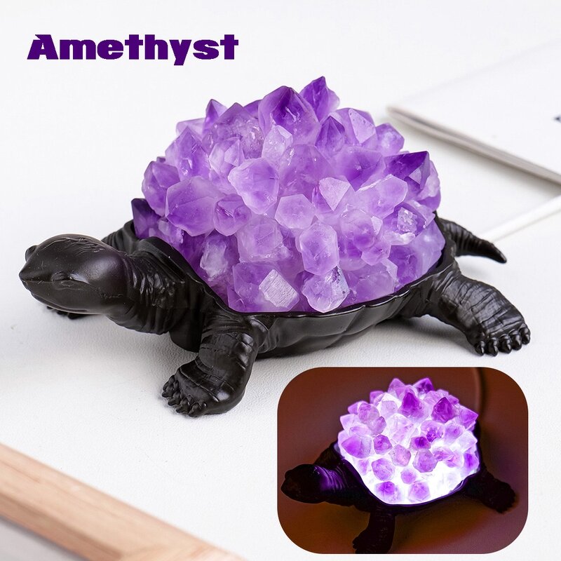 Amethyst USB Turtle Crystal Lamp Manufacturer - High Quality for Living Room Office Table