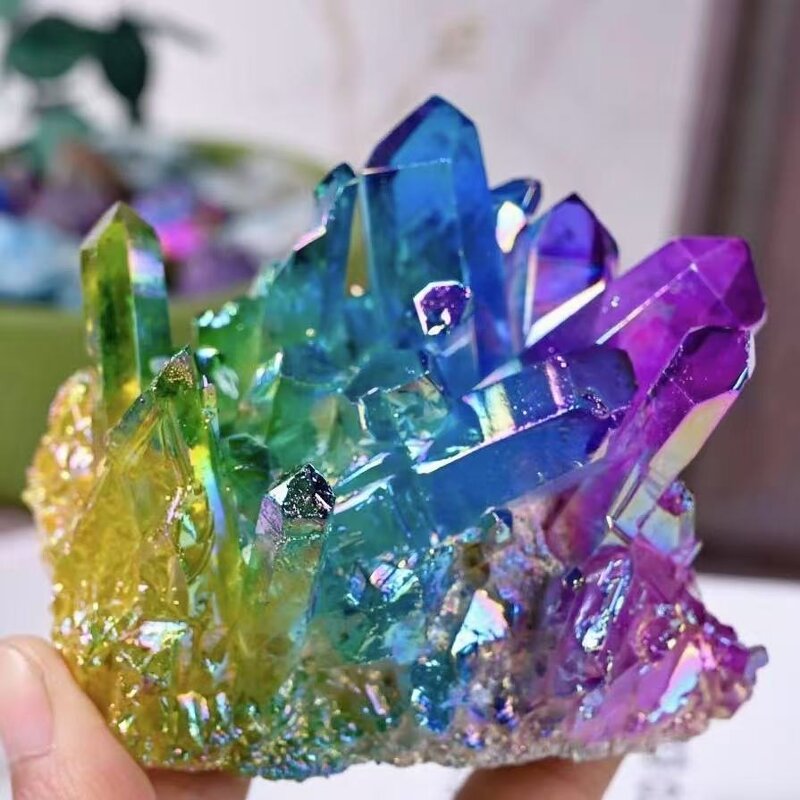 Quartz Cluster Ornament Manufacturer - Natural AB-Coated Colorful Electroplated Crystal Cluster Craft