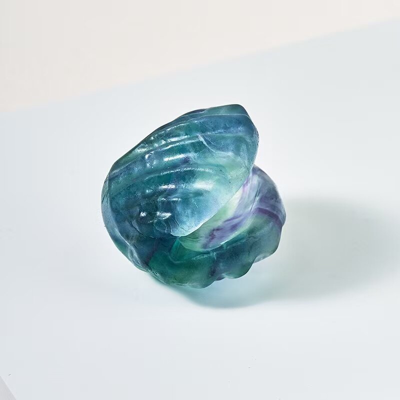 Fluorite Shell Carving Manufacturer - Natural Crystal Rose Quartz Raw Stone Ore Specimen Handcrafted Home Decoration Accessory