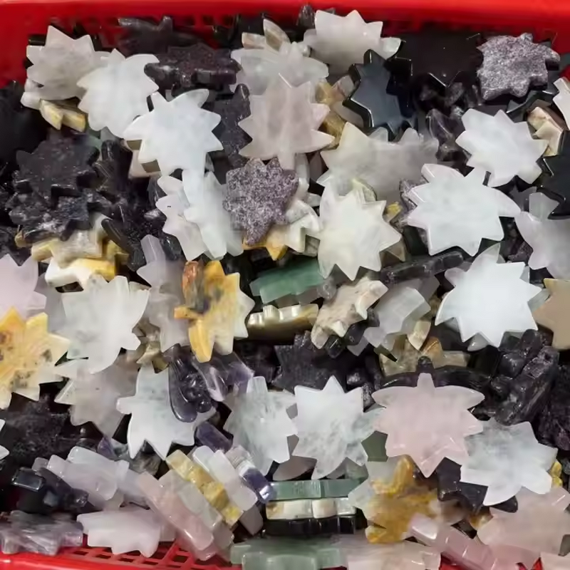 Crystal Hand Carved Healing Craft Manufacturer - Natural Model Mixed Maple Leaves for Home Decoration Gift Factory Direct