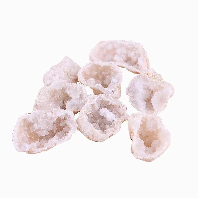 White Moroccan Hollow Agate Geode Manufacturer - Natural Raw Stone Cut Mineral Specimen Ornament