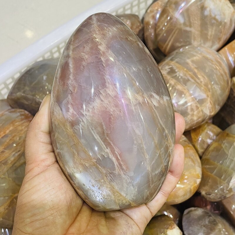 Peach Moonstone Crystal Ball Manufacturer - High Quality Flashy Orange Free From Reiki Fengshui Quartz Folk Craft