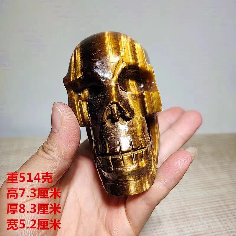 Yellow Tiger Eye Crystal Skulls Manufacturer - Wholesale Natural Reiki Polished Hand Carved Healing Stones for Halloween