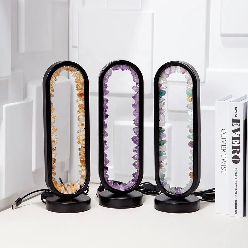 Crystal Raw Quartz Stone Light Manufacturer - Natural Adjustable Brightness Oval Amethyst Lamp Table Light Gift
