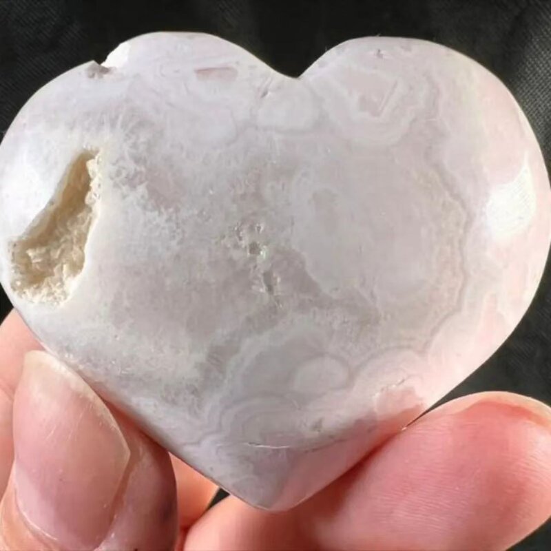 White Agate Heart Crystal Craft Manufacturer - Natural Ornament in Palm Stone