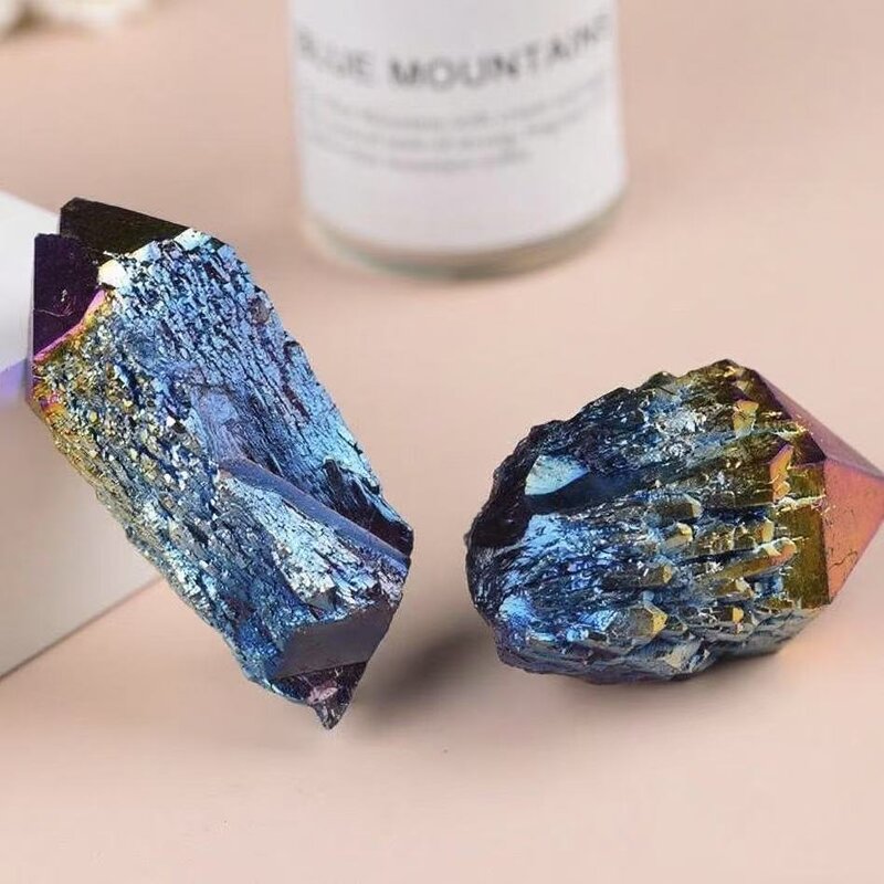 Electroplated White Crystal Clusters Manufacturer - Rainbow-Painted Raw Stone Mineral Specimens Elegant Decorative Model