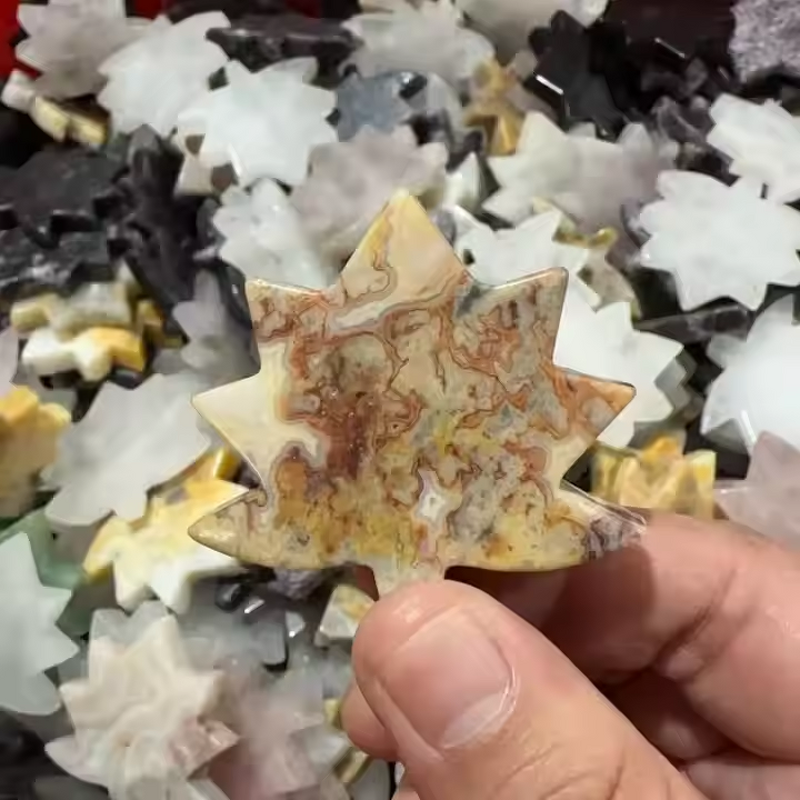Crystal Hand Carved Healing Craft Manufacturer - Natural Model Mixed Maple Leaves for Home Decoration Gift Factory Direct