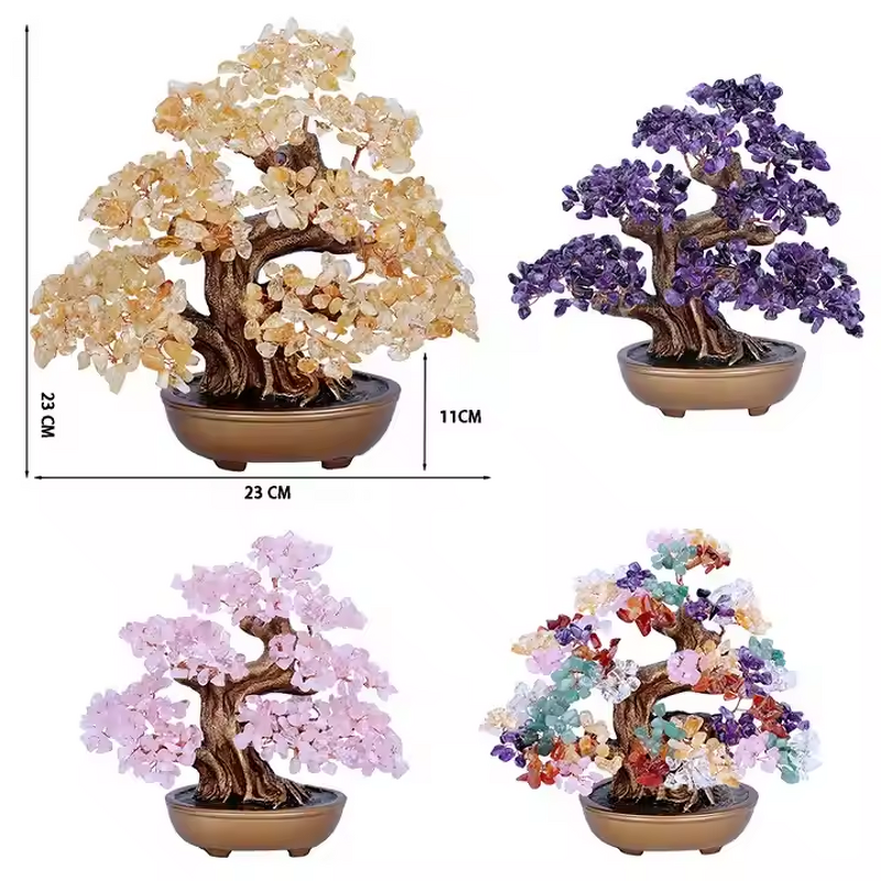 7 Chakra Crystal Gravel Tree Manufacturer - Wholesale Natural Amethyst Lucky Money Tree with Citrine Decor