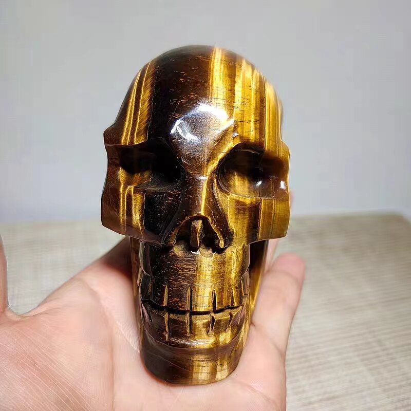 Yellow Tiger Eye Crystal Skulls Manufacturer - Wholesale Natural Reiki Polished Hand Carved Healing Stones for Halloween