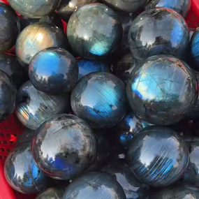 Labradorite Sphere Manufacturer - Hot Selling Polished Blue Flash Ball for Healing Decoration Feng Shui Mascot Wholesale
