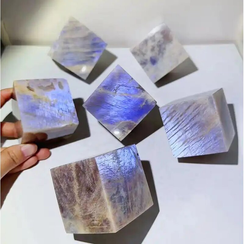 Crystal Block Cubes Manufacturer - Wholesale Good Flashy Natural Bulk Blue Moonstone