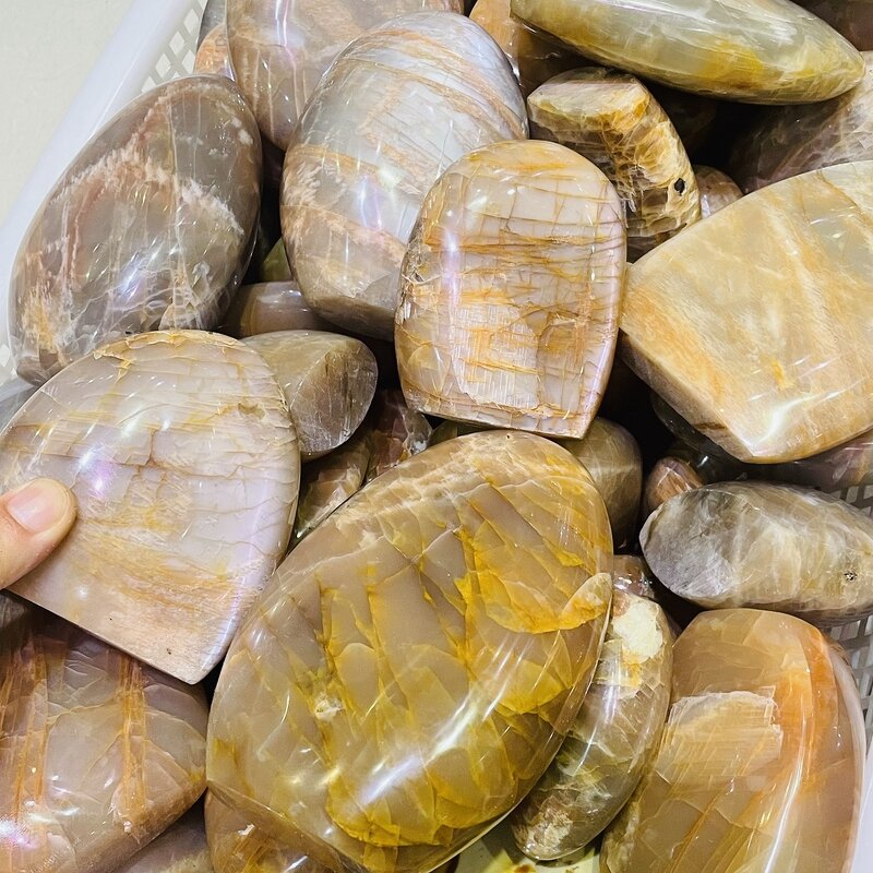 Peach Moonstone Crystal Ball Manufacturer - High Quality Flashy Orange Free From Reiki Fengshui Quartz Folk Craft