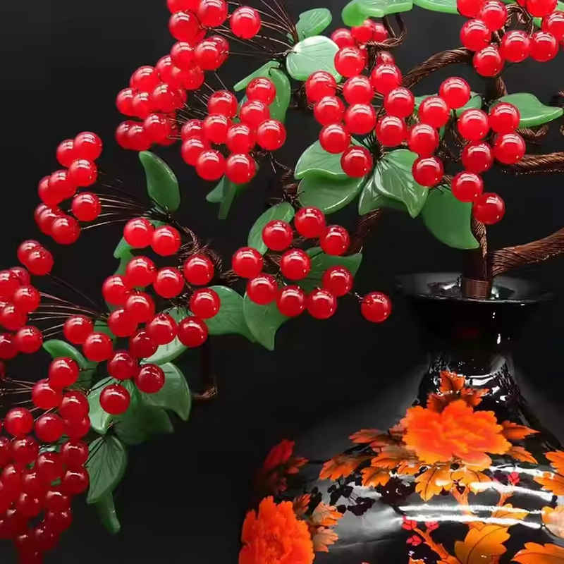 Carnelian Money Tree Manufacturer - Wholesale Natural High Quality Lucky Tree Ceramic Basin Feng Shui Flower Theme
