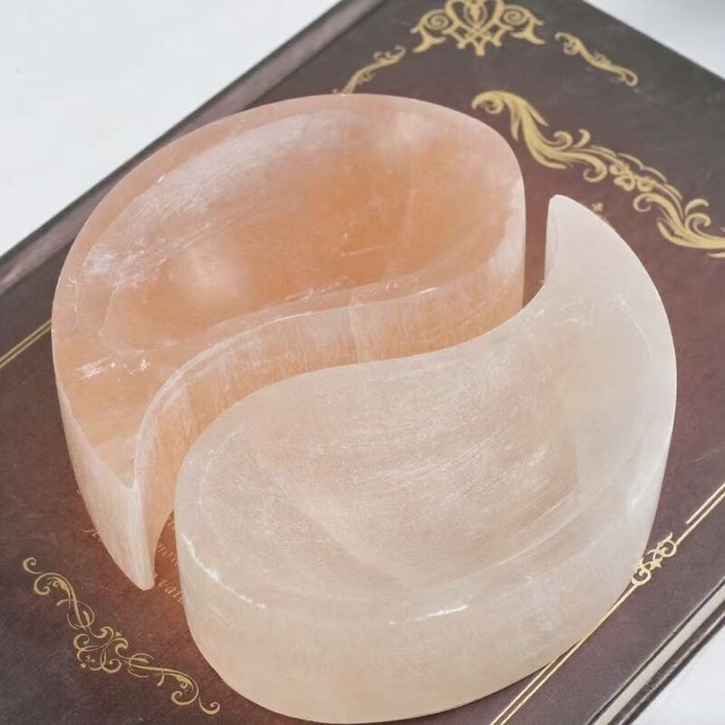 Orange Gypsum Tai Chi Bowl Manufacturer - Natural Creative Crystal Craft for Desktop Decoration