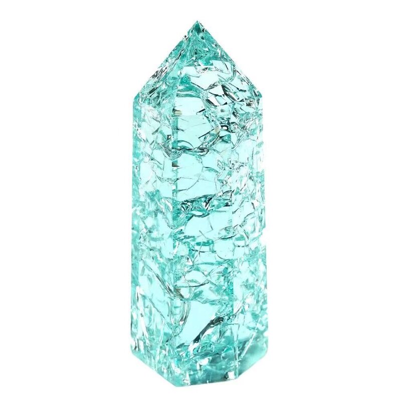 Green Crackle Hexagonal Prism Column Manufacturer - Polished Natural Crystal Raw Stone with Rainbow for Home Office Ornament