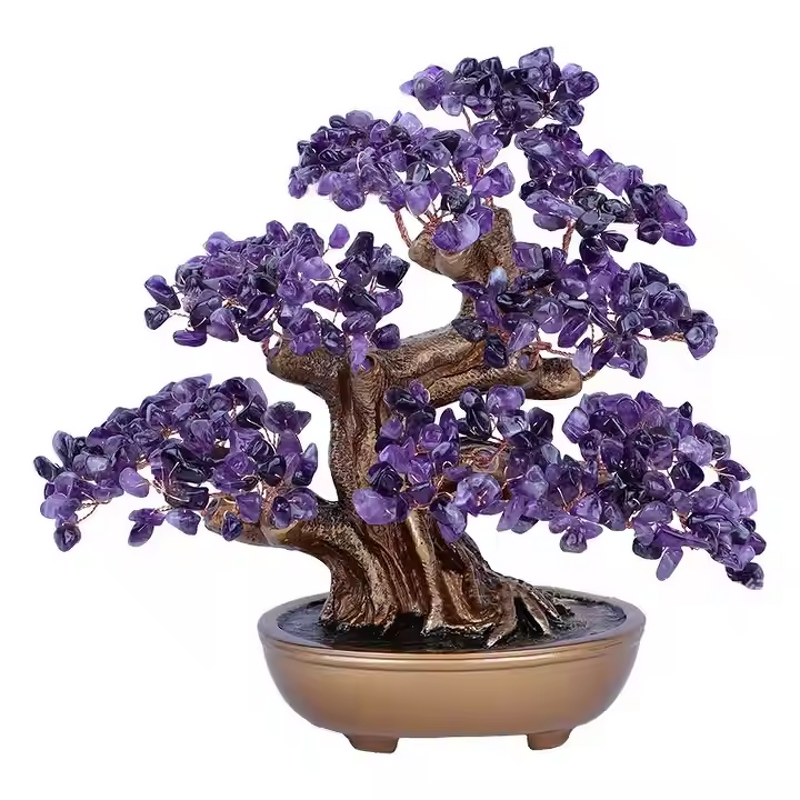 7 Chakra Crystal Gravel Tree Manufacturer - Wholesale Natural Amethyst Lucky Money Tree with Citrine Decor