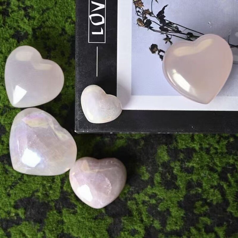 Rose Quartz Heart Ornaments Manufacturer - Electroplated Polished Crystal Hearts for Handheld Office Decor