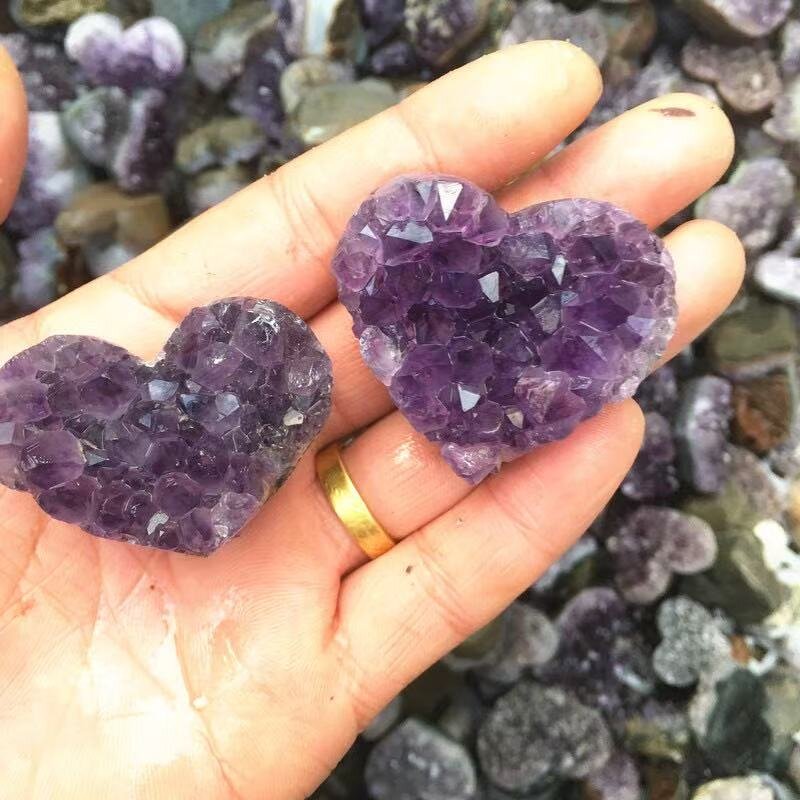 Amethyst Cluster Heart Specimen Manufacturer - Natural Raw Stone Polished Ornament for Home Decor Handmade