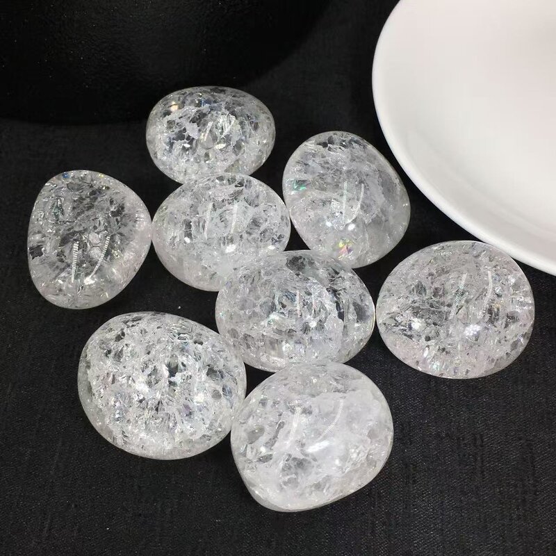 Crackled White Quartz Tumbled Stones Manufacturer - Natural Polished Raw Crystal Gravel for Feng Shui Souvenir Gift DIY Model