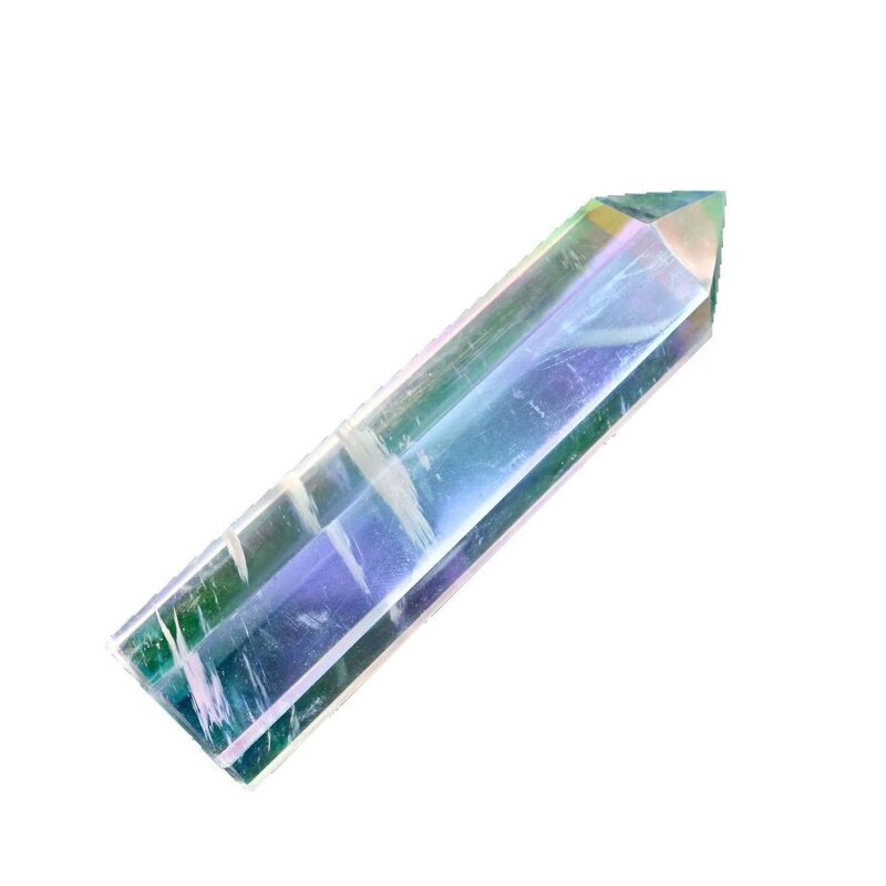 Hexagonal Single-Pointed Column Manufacturer - High Quality Home Decor Ornament Electroplated White Crystal Smelted Feng Shui