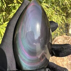 Rainbow Obsidian Decor Manufacturer - Natural Crystal Water-Drop Flame Hand-Carved Polished for Home Ornament Business Gift
