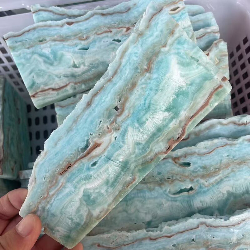 Blue Hemimorphite Slab Manufacturer - Wholesale High Quality Reiki Crystal Slice for Fengshui Stone Decoration