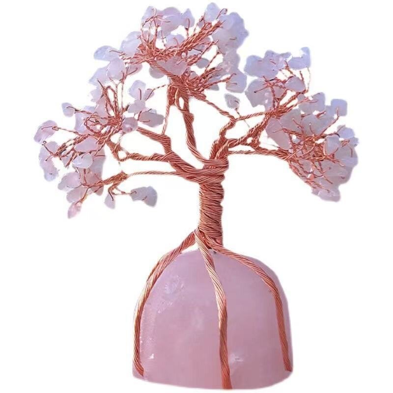 Rose Quartz Crystal Tree Ornament Manufacturer - Natural Raw Stone DIY for Home Decoration Entryway Desk Bedside Floral