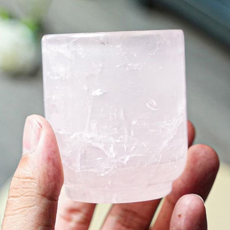 Rose Quartz Carved Cup Manufacturer - Natural for Home Office Decoration Craft