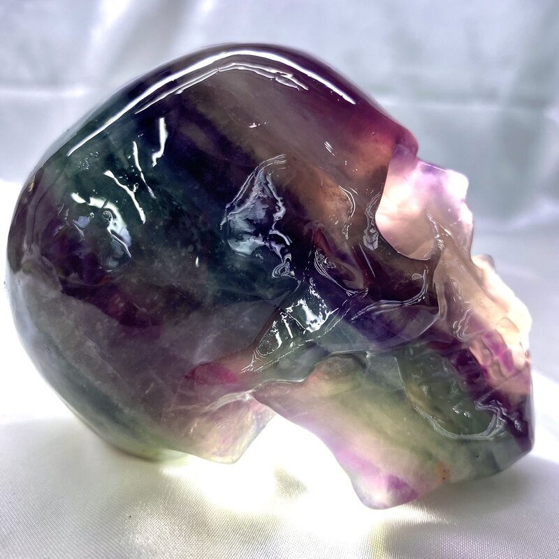 Rainbow Fluorite Skulls Manufacturer - Customized High Quality Polished Stone Carved Quartz Crystals Crafts