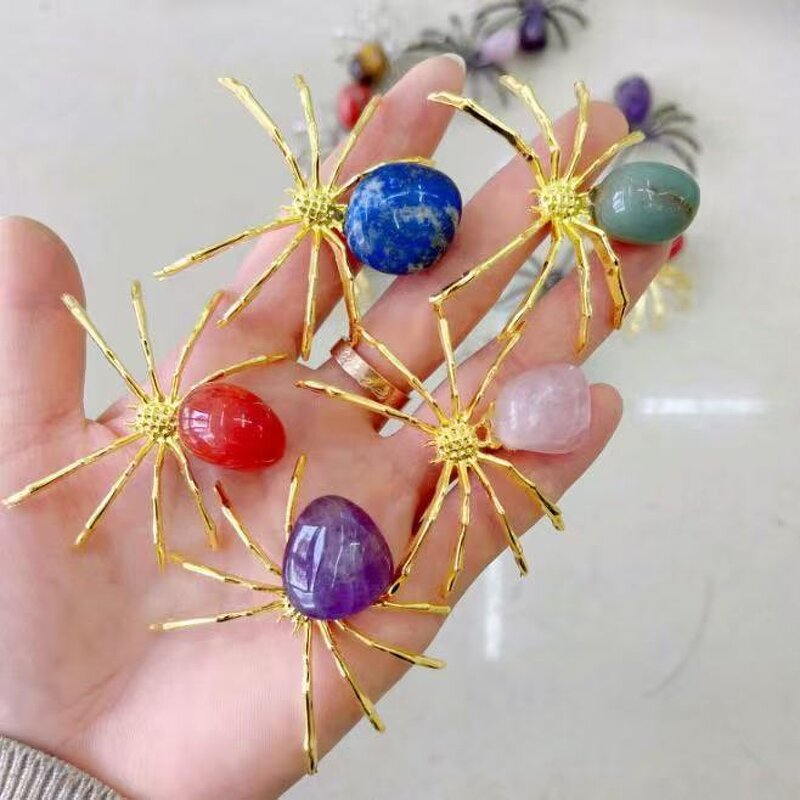 Halloween Spider Ornaments Manufacturer - Natural Crystal Tumbled Stone Figurines Decorative Props