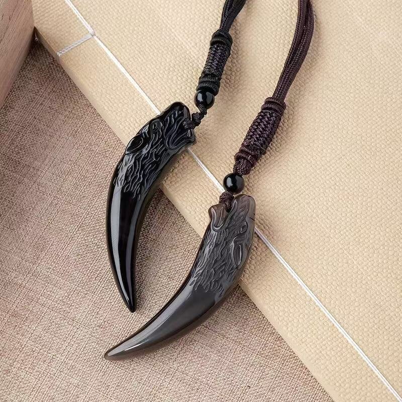 Obsidian Wolf Head Pendant Manufacturer - Personalized Crystal Craft Accessory