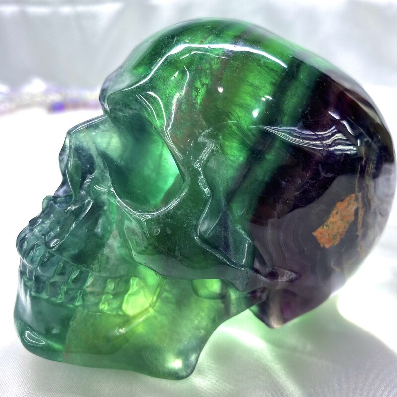 Rainbow Fluorite Skulls Manufacturer - Customized High Quality Polished Stone Carved Quartz Crystals Crafts
