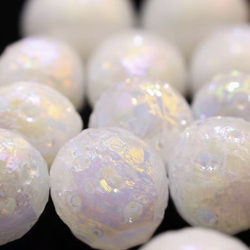 White Feng Shui Crystal Diamond Ball Manufacturer - Natural Raw Stone Mineral Polished Crystal Craft Electroplated