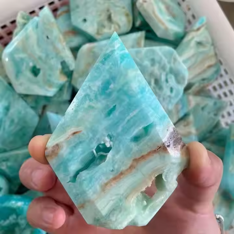 Blue Hemimorphite Crystal Ornament Manufacturer - Factory Wholesale Natural Flame Freeform for Home Decor Souvenir Gift