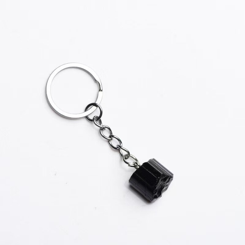 Black Tourmaline Raw Stone Keychain Manufacturer - Natural Crystal Pendant Charm Crafted