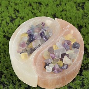 Orange Gypsum Tai Chi Bowl Manufacturer - Natural Creative Crystal Craft for Desktop Decoration