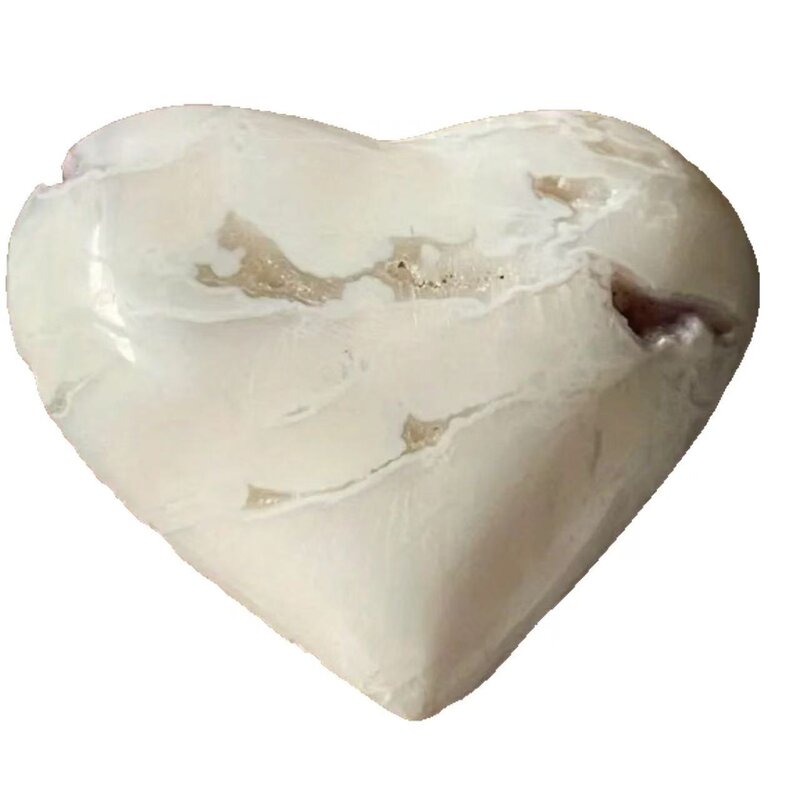 White Agate Heart Crystal Craft Manufacturer - Natural Ornament in Palm Stone