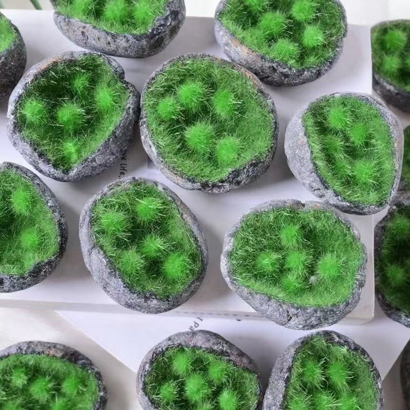 Green Rutilated Quartz Fluffy Needle-Ball Manufacturer - Crystal Geode Creative Desktop Decoration