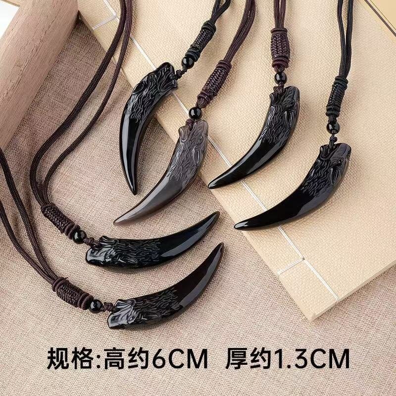 Obsidian Wolf Head Pendant Manufacturer - Personalized Crystal Craft Accessory