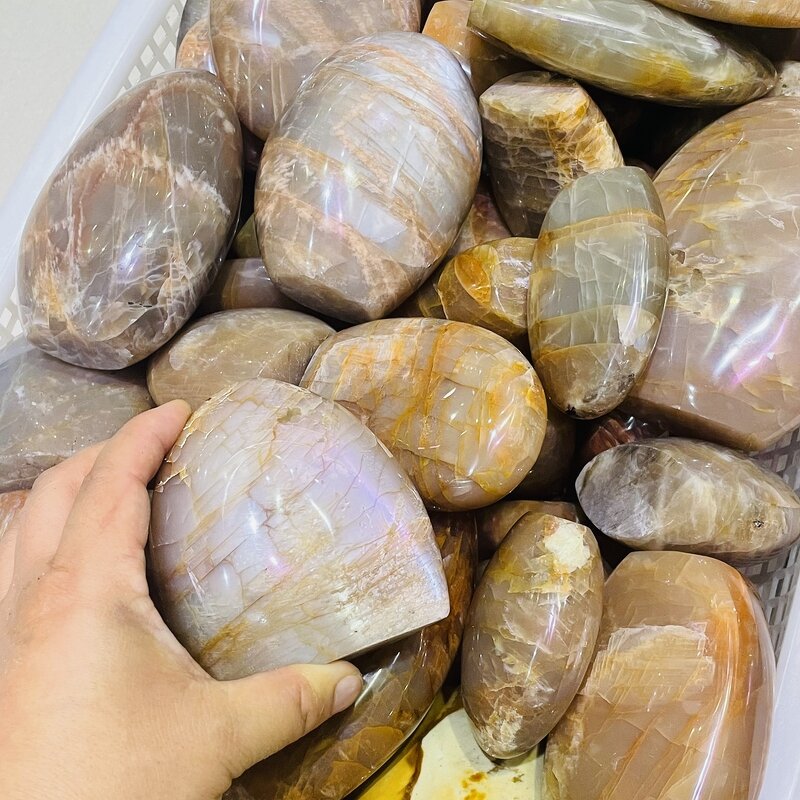 Peach Moonstone Crystal Ball Manufacturer - High Quality Flashy Orange Free From Reiki Fengshui Quartz Folk Craft