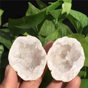 White Moroccan Hollow Agate Geode Manufacturer - Natural Raw Stone Cut Mineral Specimen Ornament