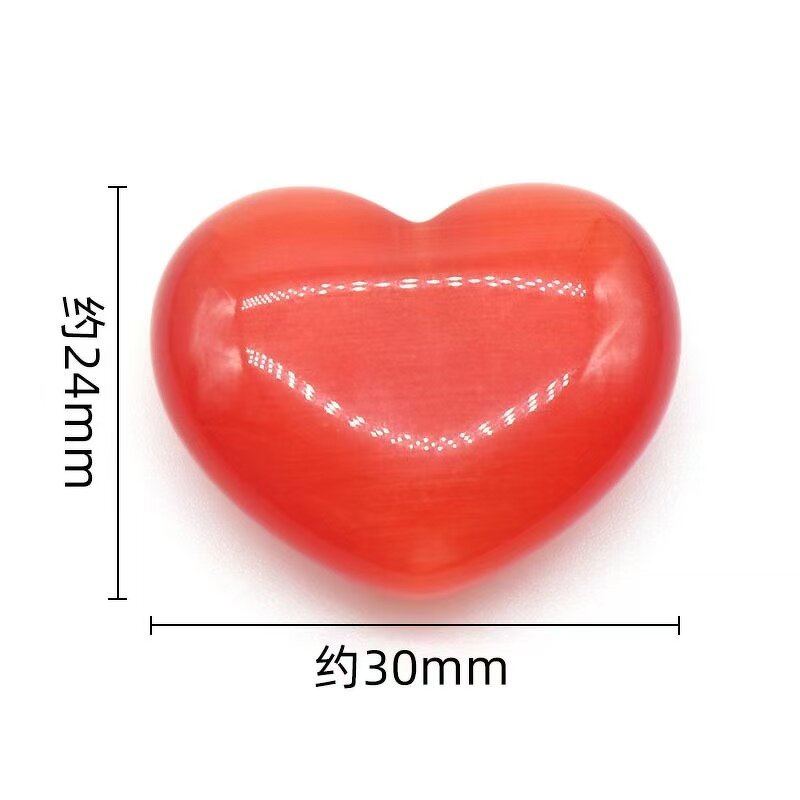 Cat's Eye Stone Heart Ornament Manufacturer - Large 30mm Handhold Colorful Heart-Shaped Loose Stone Craft