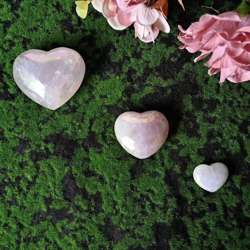 Rose Quartz Heart Ornaments Manufacturer - Electroplated Polished Crystal Hearts for Handheld Office Decor
