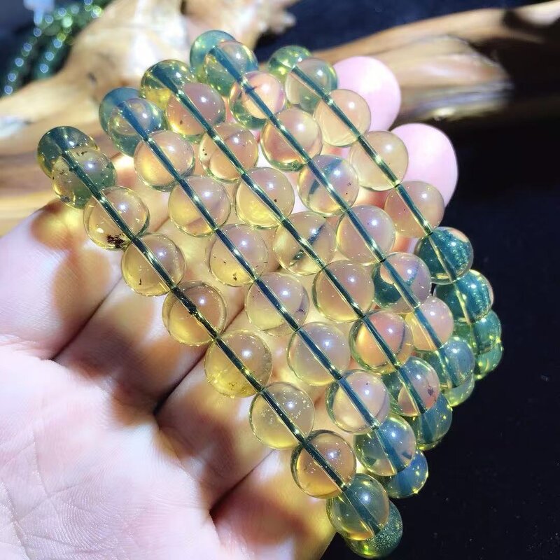 Blue Amber Crystal Ornament Manufacturer - 2A Grade Mexican 9mm Excellent Blue Hue with Volcanic Ash Handmade