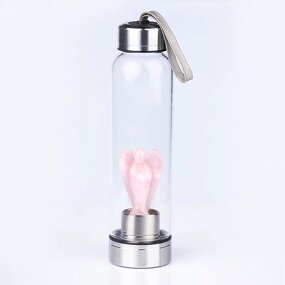 Rose Pink Quartz Crystal Point Water Bottle Manufacturer - Natural Infused With Angel