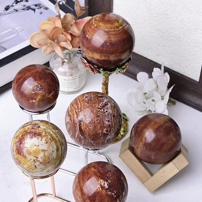 Yolk Wood Grain Stone Crystal Ball Manufacturer - Natural Raw and Polished for Home Office Decoration Classic