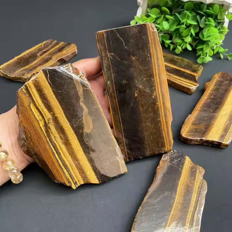 Quartz Crystal Slab Manufacturer - Natural and Yellow Tiger Eye Precious Mineral for Business Gifts Model