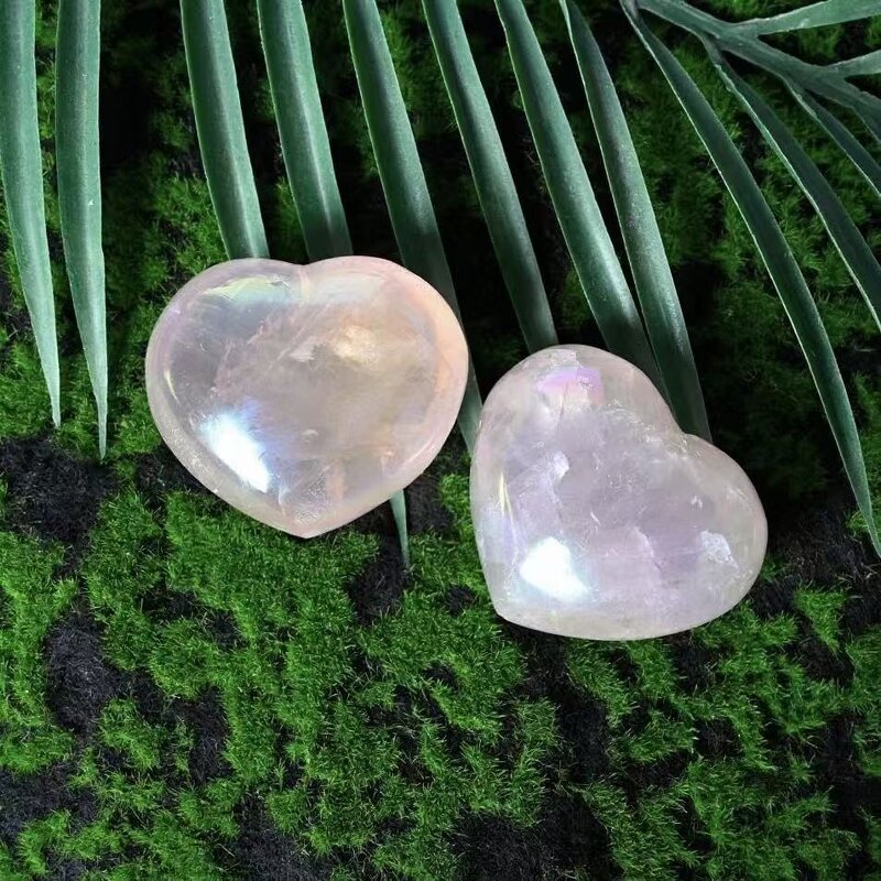 Rose Quartz Heart Ornaments Manufacturer - Electroplated Polished Crystal Hearts for Handheld Office Decor