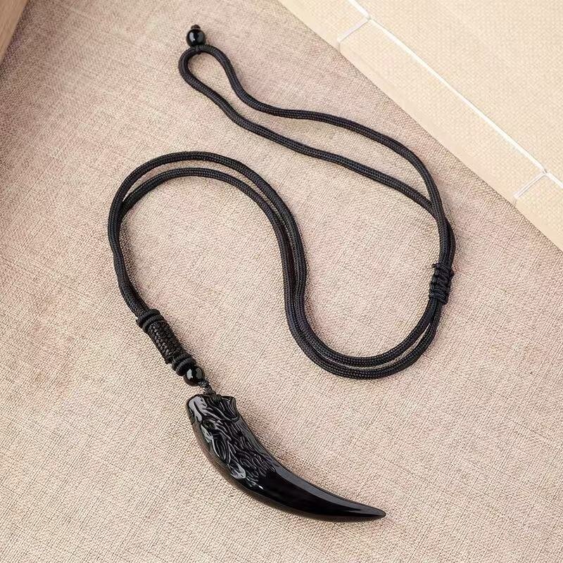 Obsidian Wolf Head Pendant Manufacturer - Personalized Crystal Craft Accessory