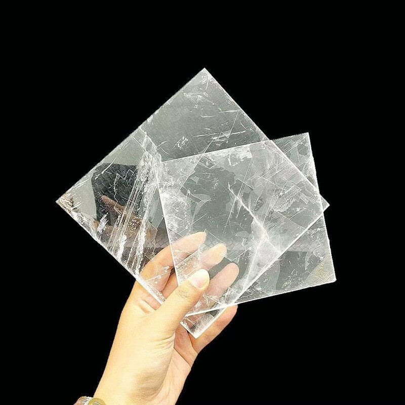 Gypsum Crystal Slab Manufacturer - Natural Transparent 15cm Mineral Specimen for Science Education
